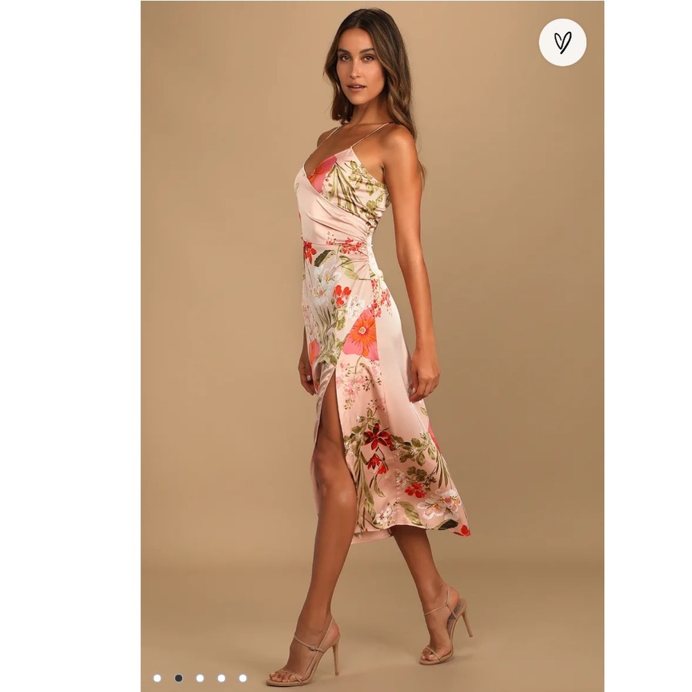 Lulu's Vibrant Floral Midi Dress in Pink and Orange